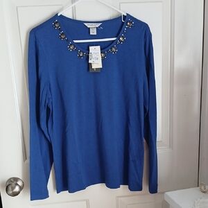 Christopher & Banks Royal Blue Embellished Long Sleeve Top